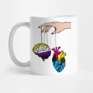 Non-binary Brain with Demipansexual Heart Mug